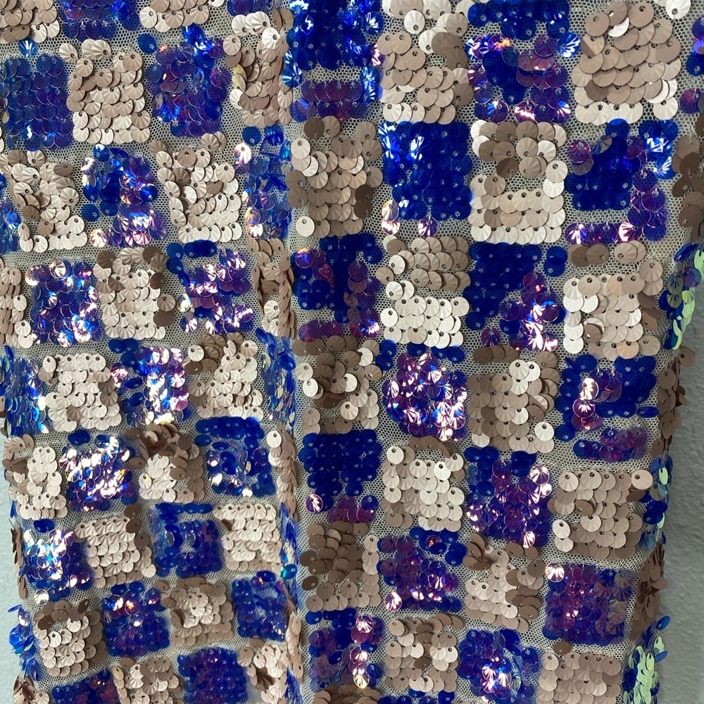L’ATISTE Checkered Sequin Midi Dress In Multicolor Small NWT - Picture 10 of 13